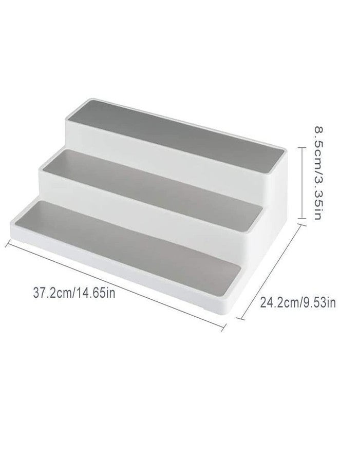 Sulfar Kitchen 3 Tiers Spice Racks Non-Skid Cabinet Shelf Organizer Bottle Rack Holder (White) - Image 3